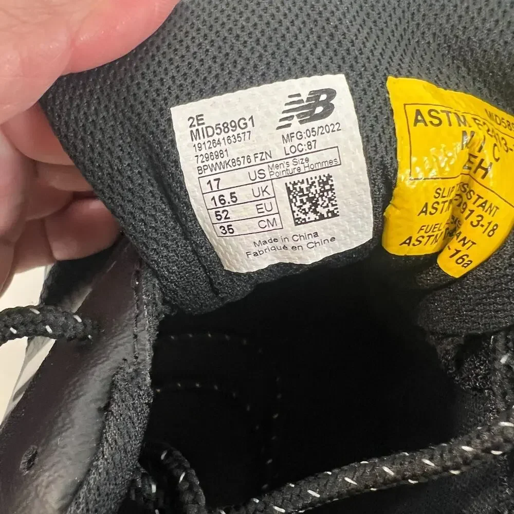 New Balance Composite Toe Black Slip-Resistant Work Shoes MID589G1 2E 17‎